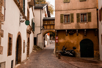Fototapeta na wymiar Sion, Switzerland: old town Rue du Vieux Colleye street with traditional historic architecture