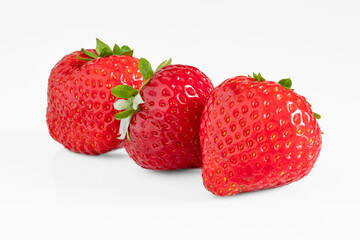 Close-up of strawberries on a white background
