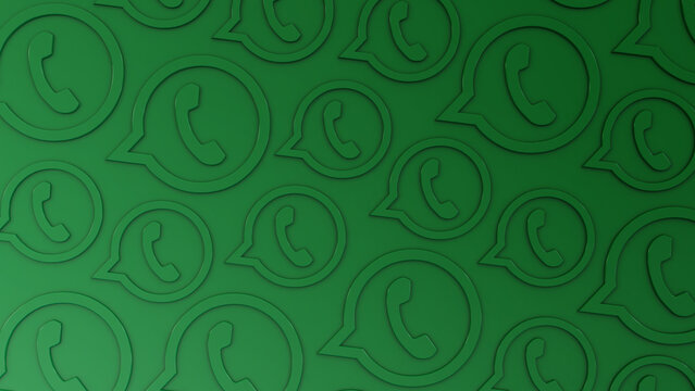 Green background with embossed Whatsapp logo pattern