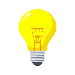 Linear vector of a light bulb isolated on a white background. A sign of an idea, a solution, a concept of thinking. Lighting Electric lamp. Electricity, shine. Fashionable flat style for graphic desig