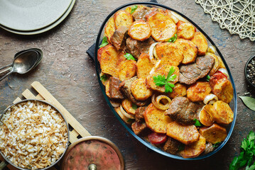 Arabic cuisine; Egyptian oriental dish 