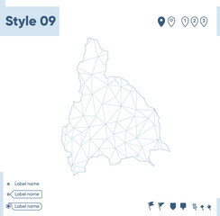 San Juan, Argentina - white low poly map, polygonal map. Outline map. Vector illustration.