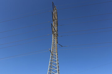 Electric pole and wires carrying high voltage current