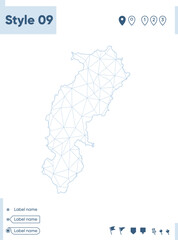 Chhattisgarh, India - white low poly map, polygonal map. Outline map. Vector illustration.