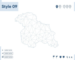 Jammu And Kashmir, India - white low poly map, polygonal map. Outline map. Vector illustration.