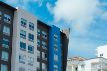 building in the city color blue windows new Coral Gables Miami  