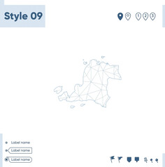 Banten, Indonesia - white low poly map, polygonal map. Outline map. Vector illustration.