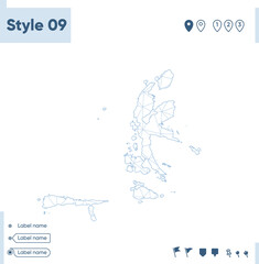 North Maluku, Indonesia - white low poly map, polygonal map. Outline map. Vector illustration.