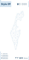 Israel - white low poly map, polygonal map. Outline map. Vector illustration.