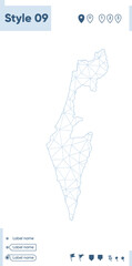 Israel - white low poly map, polygonal map. Outline map. Vector illustration.