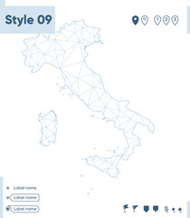 Italy - white low poly map, polygonal map. Outline map. Vector illustration.