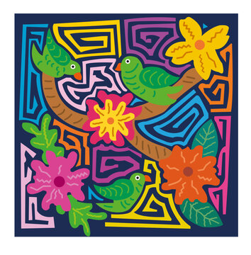 a flower on mola Panama SVG