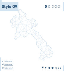 Laos - white low poly map, polygonal map. Outline map. Vector illustration.