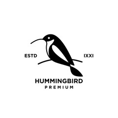 Hummingbird black silhouette logo icon design illustration