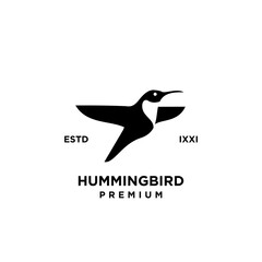 Hummingbird black silhouette logo icon design illustration