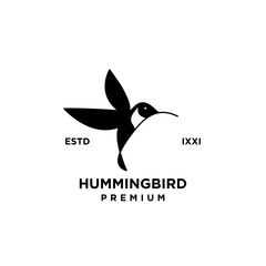 Obraz premium Hummingbird black silhouette logo icon design illustration