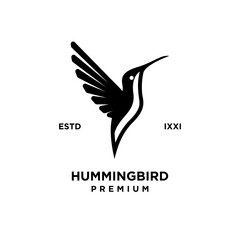 Obraz premium Hummingbird black silhouette logo icon design illustration