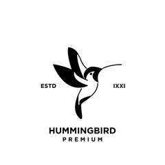 Obraz premium Hummingbird black silhouette logo icon design illustration