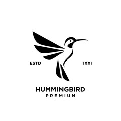 Hummingbird black silhouette logo icon design illustration