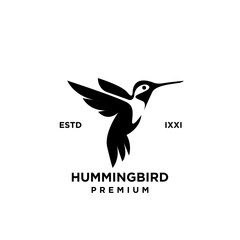 Hummingbird black silhouette logo icon design illustration