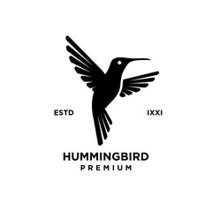 Hummingbird black silhouette logo icon design illustration