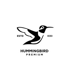 Obraz premium Hummingbird black silhouette logo icon design illustration