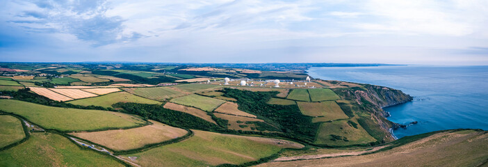 Fields and Farms over GCHQ Bude, GCHQ Composite Signals Organisation Station Morwenstow, Cornwall,...