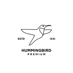 Hummingbird line outline logo icon design illustration