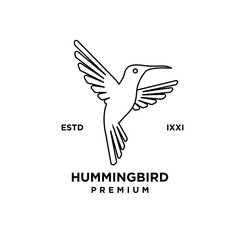 Hummingbird line outline logo icon design illustration