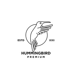 Hummingbird line outline logo icon design illustration