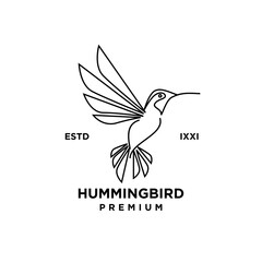 Hummingbird line outline logo icon design illustration