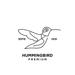 Hummingbird line outline logo icon design illustration