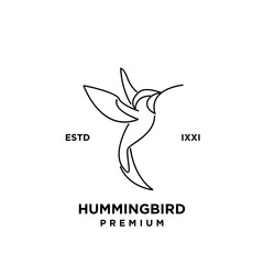 Fototapeta premium Hummingbird line outline logo icon design illustration