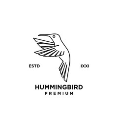 Hummingbird line outline logo icon design illustration