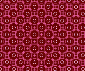 Seamless oriental background geometric pattern design. Perfect for fabric textures, wraping paper art and wallpaper illustration. This vector graphic contais a red background and light pink shape grid