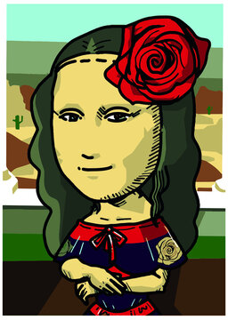 What if Mona Lisa is a Mexican Lady Vector Art
