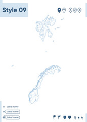 Norway - white low poly map, polygonal map. Outline map. Vector illustration.