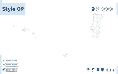 Portugal - white low poly map, polygonal map. Outline map. Vector illustration.
