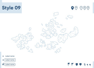 Arkhangelsk Region Part 03, Russia - white low poly map, polygonal map. Outline map. Vector illustration.