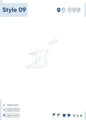 Trinidad And Tobago - white low poly map, polygonal map. Outline map. Vector illustration.