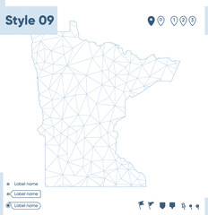 Obraz premium Minnesota, USA - white low poly map, polygonal map. Outline map. Vector illustration.