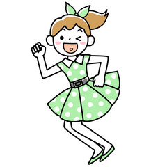 踊る50年代風ファッションの女の子