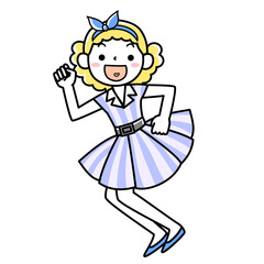 踊る50年代風ファッションの女の子