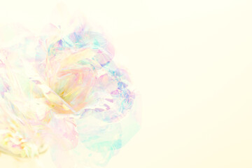 水彩風　淡い　花　虹色　輝き　背景