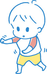 よちよち歩きする子供のイラスト