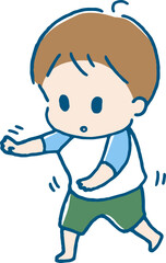 よちよち歩きする子供のイラスト