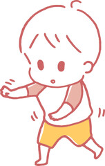 よちよち歩きする子供のイラスト