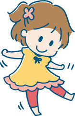 片足で立って遊ぶ子供のイラスト