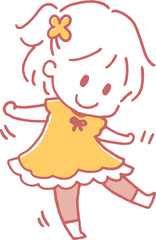 片足で立って遊ぶ子供のイラスト