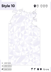 Northern Territory, Australia - white and gray low poly map, polygonal map. Outline map. Vector illustration.